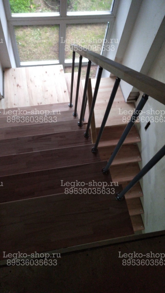 Модульная лестница с площадками поворот на 180