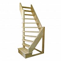 Г-образная деревянная лестница ЛПД-92 (универсальная, поворот 90, полный комплект)