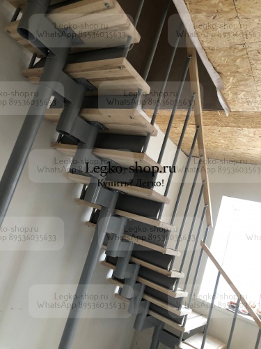 Модульная Г-образная лестница на высоту 3375 мм с площадкой КМГ-7 фото 7