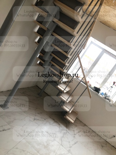 Модульная Г-образная лестница на высоту 2475 мм с площадкой КМГ-3 фото 7