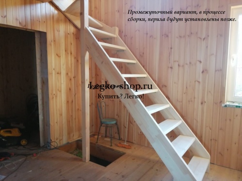 Г-образная деревянная лестница ЛДП-715 (Высота 2677-2900 мм) фото 5
