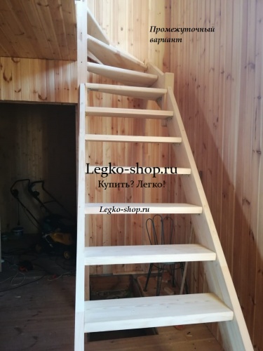 Г-образная деревянная лестница ЛДП-715 (Высота 2677-2900 мм) фото 4