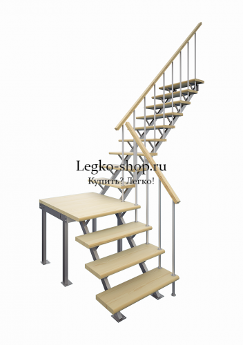 Г-образная комбинированная лестница ЛПД-05