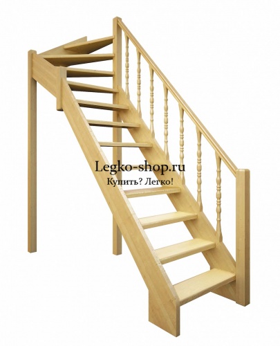 Г-образная деревянная лестница ЛДП-715 (Высота 2677-2900 мм)