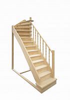 Г-образная деревянная лестница ЛПД-215 (универсальная, поворот 90, полный комплект)