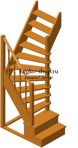 Г-образная деревянная лестница ЛПД-91-2 (Проём 1220х780)