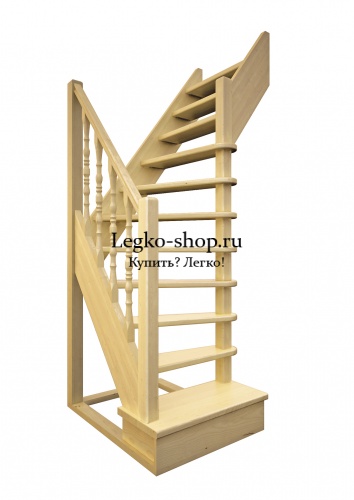Г-образная деревянная лестница ЛПД-91 База (h=2700 мм)