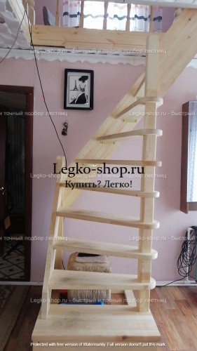 Г-образная деревянная лестница ЛПД-92 (универсальная, поворот 90, полный комплект) фото 3