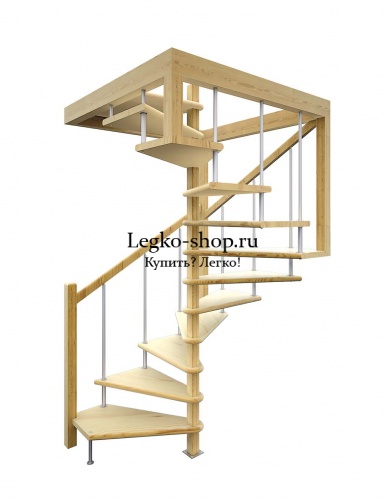 Винтовая деревянная лестница Короб-3М 360 (универсальная, поворот 360, полный комплект)