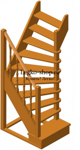Г-образная деревянная лестница ЛПД-91-1 (Проём 1090х780)