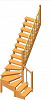 Г-образная деревянная лестница ЛПД-09-3 ( Высота 3105, проём 2800х900)