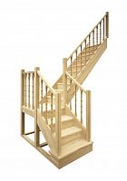 Г-образная деревянная лестница ЛПД-04 (универсальная, поворот 90, полный комплект)