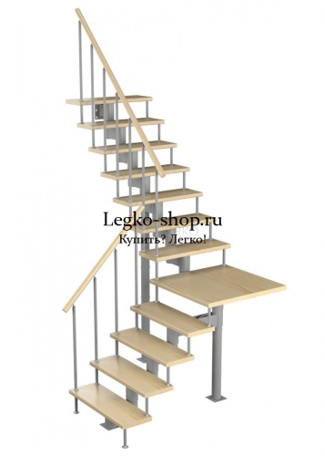 Модульная Г-образная лестница на высоту 2700 мм с площадкой КМГ-4 фото 13