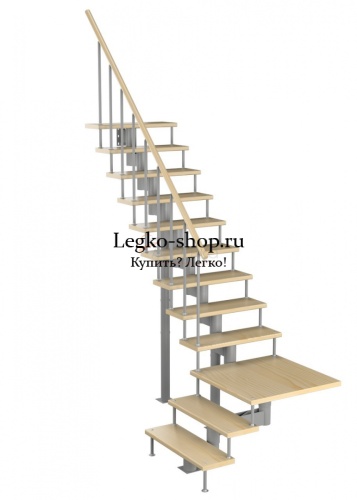 Модульная Г-образная лестница на высоту 2700 мм с площадкой КМГ-4 фото 12