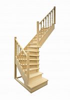 Г-образная деревянная лестница ЛПД-02 (универсальная, поворот 90, полный комплект)