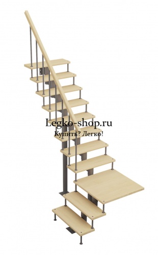 Модульная Г-образная лестница на высоту 3375 мм с площадкой КМГ-7