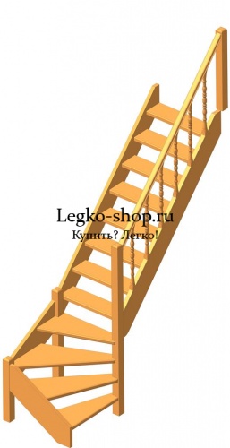 Г-образная деревянная лестница ЛПД-07-1 (высота 2470-2675)