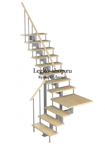 Модульная Г-образная лестница на высоту 2700 мм с площадкой КМГ-4 фото 16