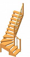 Г-образная деревянная лестница ЛПД-09-1 ( Высота 2690, проём 2405х900)