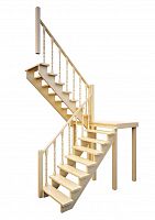 П-образная деревянная лестница ЛПД-62 (универсальная, поворот 180, полный комплект)