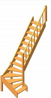 Г-образная деревянная лестница ЛПД-07-3 (высота 2880-3105)