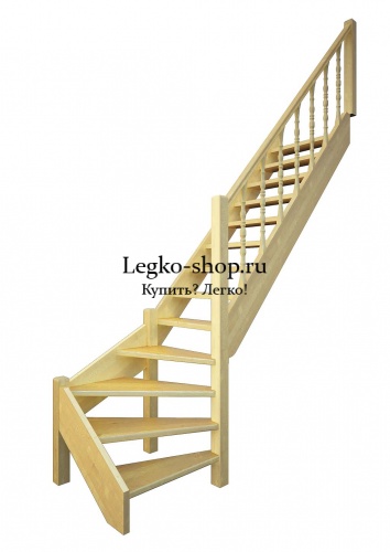 Г-образная деревянная лестница ЛПД-07-2 (высота 2880-3085)