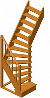 Г-образная деревянная лестница ЛПД-91-5 (Проём 1560х780)