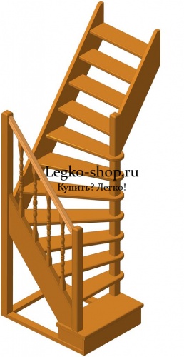 Г-образная деревянная лестница ЛПД-91-4 (Проём 1390х780)