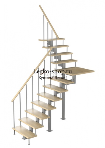 Модульная Г-образная лестница на высоту 2700 мм с площадкой КМГ-4 фото 17
